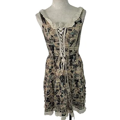 Spin Doctor Womens Dress Size Medium Corset Cream Black Turqouise Steam Punk • $42.73