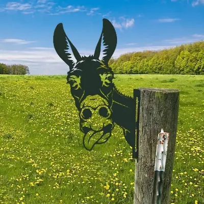 Humorous Metal Donkey Yard Art - Outdoor Garden Fence Decoration • $25.45