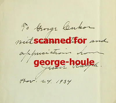 Jessie Ralph - Autograph  - 1934 - To George Cukor - David Copperfield • $295