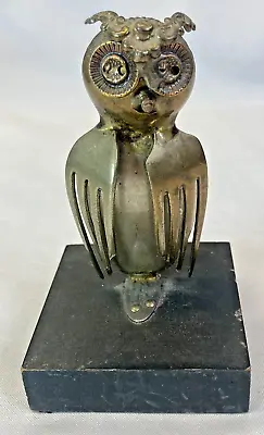 Vintage Steampunk Owl Small Sculpture Figurine Statue 1972 Brass Color • $19.99