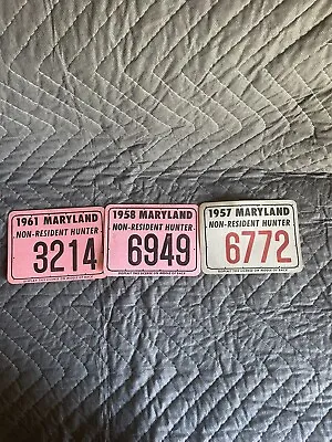 Maryland Non Resident Hunter License Lot Of 3 1957 1958 1961 • $24.99