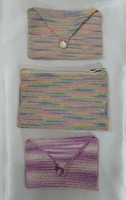 Adorable Lot Of 3 Vintage Crochet Coin Pouches • $12