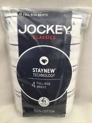 New-Jockey Classic Full Rise Briefs Size 40 White Y-Front Fly 4 Pairs Cotton • $17.99