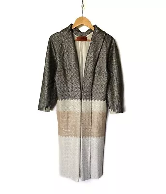 $299 • Buy Missoni Metallic Lurex ColorBlock Coat Jacket Size 38 Silver Beige Italy