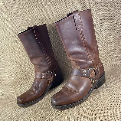 Double H H Motorcycle Boots Harness Leather Vintage Biker Brown Men's 8 B • $49.98