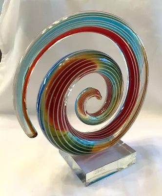 Murano Abstract Art Glass Swirl Sculpture • $39.95