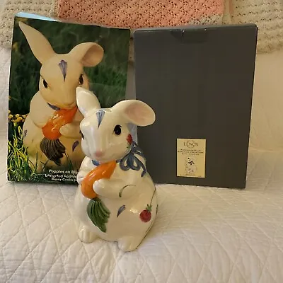 Lenox Poppies On Blue Bunny Rabbit Cookie Jar Barnyard Collection NIB Easter • $19.99