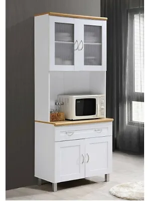 Kitchen Hutch Small China Cabinet Buffet Bar Table Storage Pantry Drawers White • $295.95