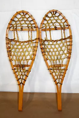 Vintage CANADA Wood Rawhide Snowshoes 16  X 5   Wall Hanging Decor Display • $49.99