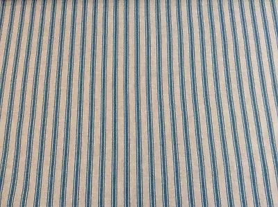 Linen Ticking Stripe Teal Blue 140cm/54  Wide Curtain/Craft Fabric  • £11