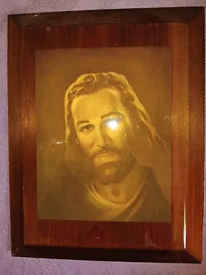 Vintage Lacquer Wooden Picture Of Jesus • $5