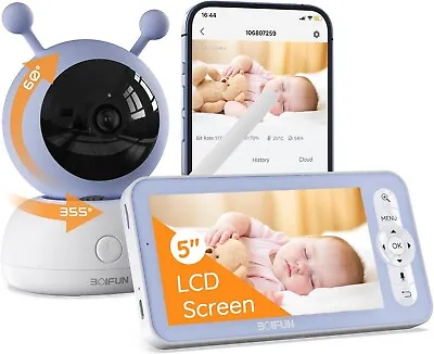 Boifun 5'' Wifi Video Baby Monitor With Camera Night Vision Remote App Control • £129.99