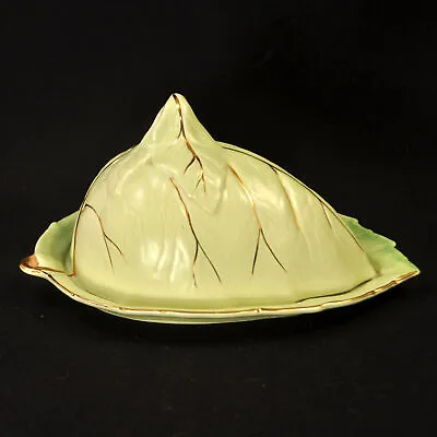 $43.98 • Buy Royal Winton Grimwades Leaf Ware Butter Cheese Keeper Light Green W/Gold 1950's