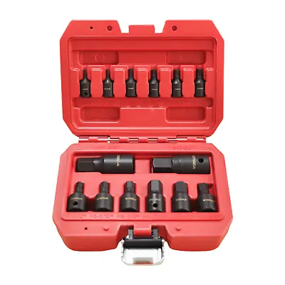 14Pcs 1/43/8 And 1/2 In Driver Metric Allen Bit Impact Socket Set Cr-Mo Steel • $26.44