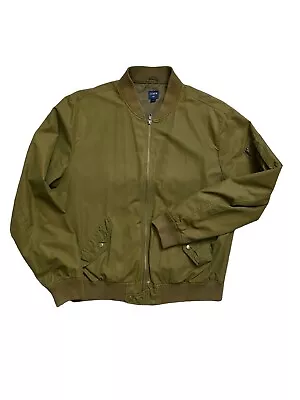 J.CREW Military M51 Bomber Jacket Mens Large Moss Green Ribbed Cuffs Full Zip • $48.88