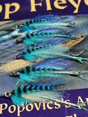  3x Ultimate BASS Saltwater Flies Sz1/0 10cm BABY Blue MACKEREL Fly Orvis NEW • £8.65