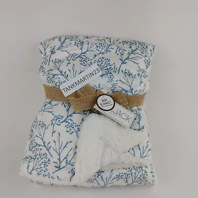 Lila & Jack Reversible Soft Mink & Sherpa Baby Blanket Stripes Blue Tree Flowers • $32.15