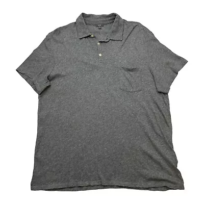 Vince Polo Shirt Mens XL Extra Large Gray Cotton 3-Button Placket Short Sleeve • $25.45
