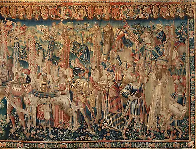 Absolutely Superb Medieval Woven Tapestry Renaissance Or Fabric Print RE447164 • $14.97