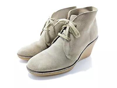 J. Crew MacAlister Tan Suede Wedge Ankle Boots Size 7 Women's Booties • $19.94