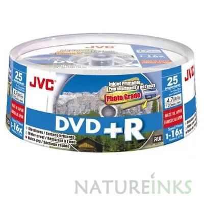 £15.99 • Buy 25 JVC Gloss Printable DVD+R 16x 4.7GB 120 Mins Blank Discs Taiyo Yuden Japan