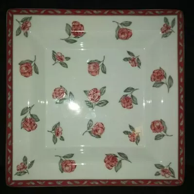 Rosenthal Classic NEW ELEGANCE RED GREEN TAN FLORAL 8.5  SQUARE PLATE BEAUTIFUL! • $11