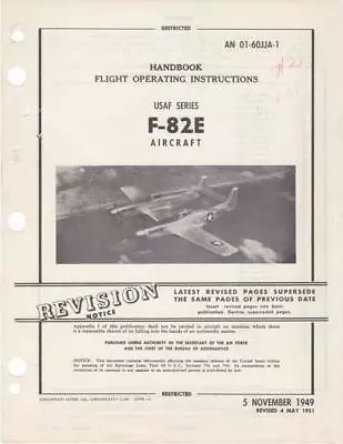 1951 North American F-82e Twin Mustang Pilots Flight Manual Aircraft Handbook-cd • $44.99