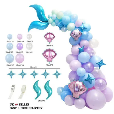 £8.69 • Buy 87Pcs Mermaid Tail Balloons Arch Set Kids Baby Shower Birthday Party Decoration