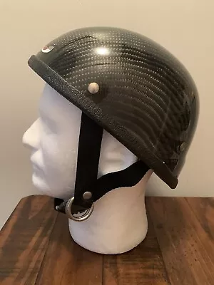 Vintage Black Fiberglass Motorcycle Half Helmet L/XL • $46.75