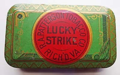 Lucky Strike Flat Pocket EMPTY Tobacco Tin Older Graphics • $8