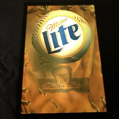 Vintage Light Up Beer AD Sign Major League Baseball Miller Lite 32X22 Rare • $85.95