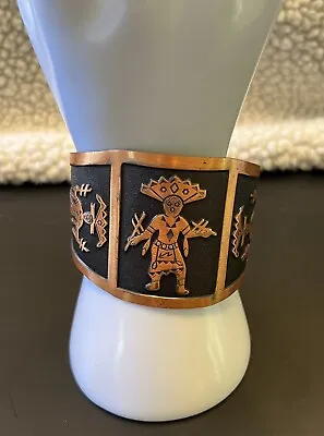 BELL TRADING  Post Bracelet Copper Cuff Kachina Fred Harvey Boho Hippie Vtg • $15.99