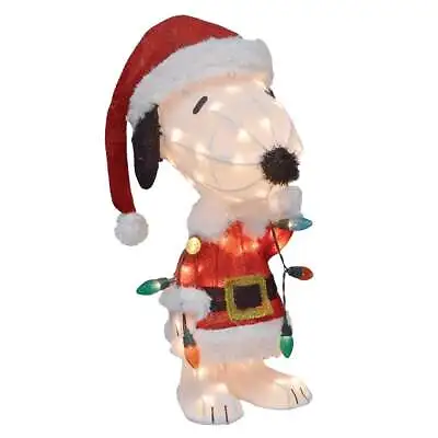 Peanuts 24 In. LED Snoopy In Santa Suit Wrapped In Lights Holiday Yard Art 46349 • $50.30