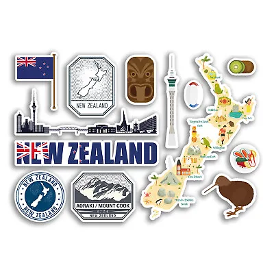 A5 Sticker Sheet New Zealand Vinyl Stickers - Country Holiday Flag Travel #78489 • £3.99