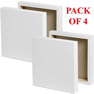 £5.95 • Buy Artist Blank White Stretched Canvas For Painting Print Pack Set Of 4 20 X 20cm