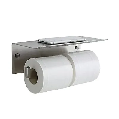 TOILET PAPER HOLDER With Phone Shelf Double Brushed Nickel IDEALMAX • $49.60