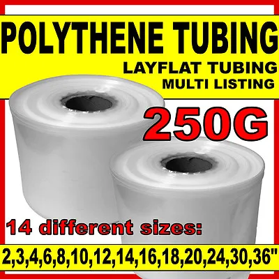 Layflat Polythene Poly Tubing Tube *ALL SIZES & QTYS* Clear- 250 GAUGE 336M Roll • £18.95