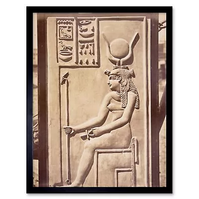 Vintage Photography Isis Egyptian Goddess Sculpture Hieroglyphs Framed Print • £26.99