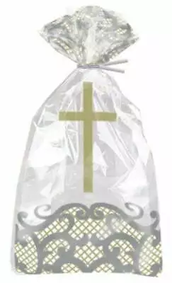 £2.89 • Buy Cello Cellophane Party Bags  Gold Cross Communion Christening Baptism Gifts X20