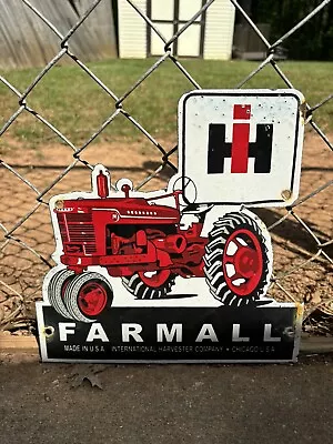 Vintage Porcelain International Harvester Farmall Tractor Gas And Oil Sign • $32.85