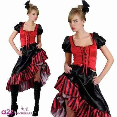 Adult Can Can Saloon Girl Costume Burlesque Moulin Rouge Wild West Fancy Dress • £27.99