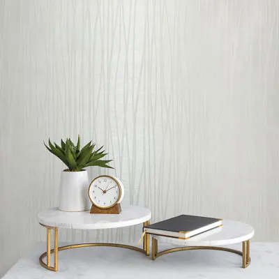 Flock Modern Flocked Wallpaper Off White Textured Flocking Velvet Lines Waves 3D • $3.90