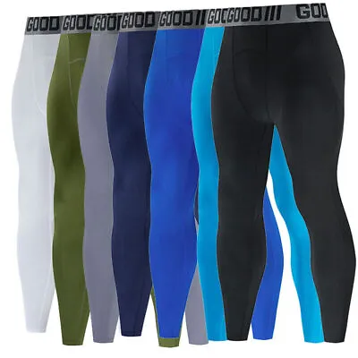 Mens Compression Leggings Sport Training Quick Dry Trousers Gym Pants Running • $13.88