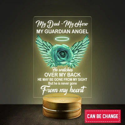 £34.33 • Buy Dad My Dad Is My Guardian Angel He Watches Over My Back Angel Night Light, Fathe