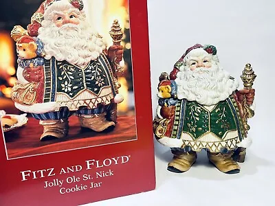FITZ AND FLOYD JOLLY OLE ST. NICK COOKIE JAR CENTERPIECE In Original Box • $70
