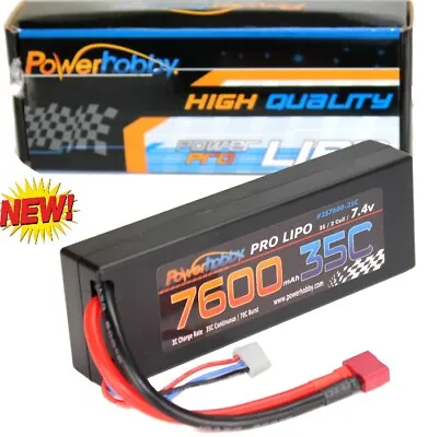 Powerhobby 2s 7.4v 7600mah 35c Lipo Battery W Deans Plug 2-Cell • $54.95