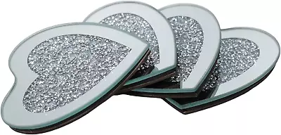 SERENA'S 4 Pack Crushed Diamond Crystal And Mirror Coasters Set Of 4 Glittering  • £9.49