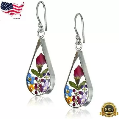 Pretty Rose Silver Plated Drop Earrings For Women Jewelry A Pair/set Lab-Created • $3.95