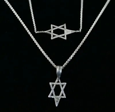 VTG Sterling Silver VIOR 18  Necklace & 6.75  Bracelet Star Of David Set 5.3g • $27.99