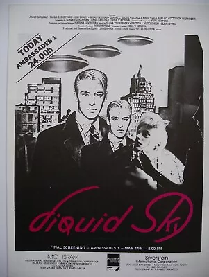 Liquid Sky 1983 Worldwide UFO Variant MOVIE POSTER EXTREMELY RARE MODEL AD • $30